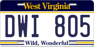 WV license plate DWI805