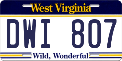 WV license plate DWI807