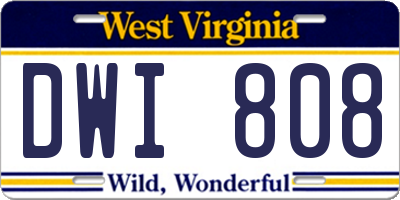 WV license plate DWI808