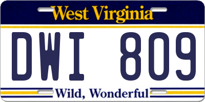 WV license plate DWI809