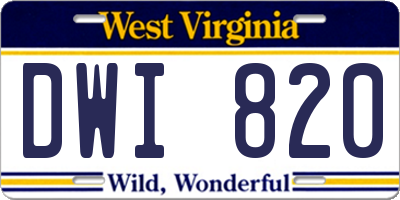 WV license plate DWI820