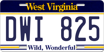 WV license plate DWI825