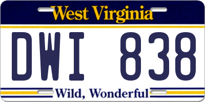 WV license plate DWI838