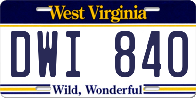 WV license plate DWI840