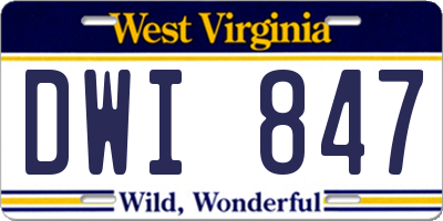 WV license plate DWI847