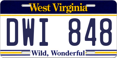 WV license plate DWI848