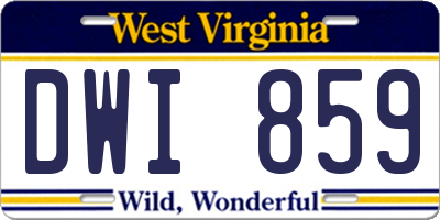 WV license plate DWI859