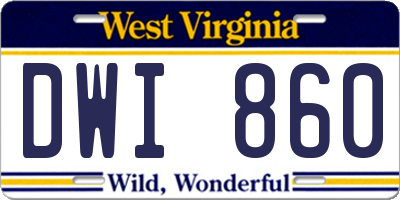 WV license plate DWI860