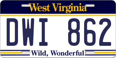 WV license plate DWI862