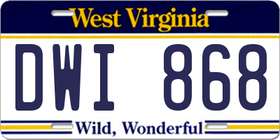WV license plate DWI868