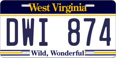 WV license plate DWI874