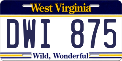 WV license plate DWI875