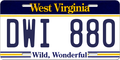 WV license plate DWI880