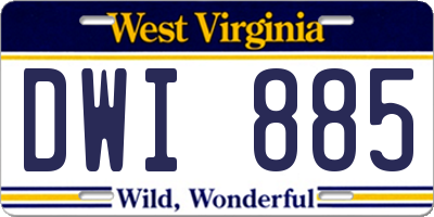 WV license plate DWI885