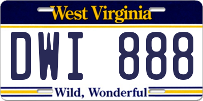 WV license plate DWI888