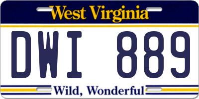 WV license plate DWI889
