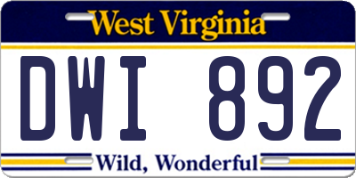 WV license plate DWI892