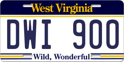 WV license plate DWI900