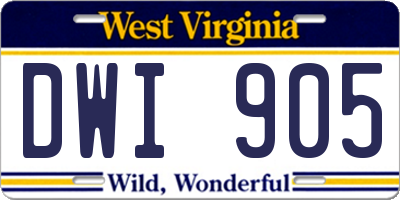 WV license plate DWI905