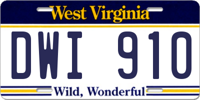WV license plate DWI910