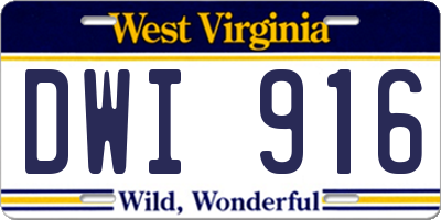 WV license plate DWI916