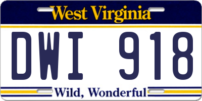 WV license plate DWI918