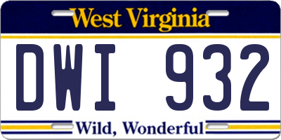WV license plate DWI932