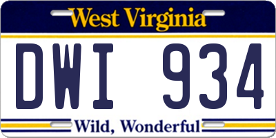 WV license plate DWI934