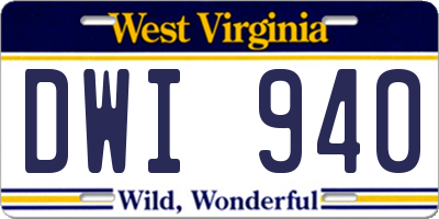 WV license plate DWI940