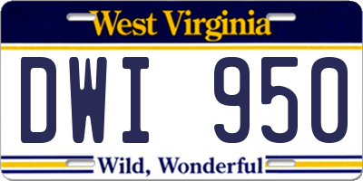 WV license plate DWI950