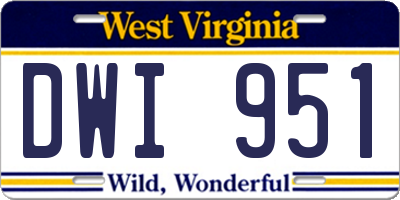 WV license plate DWI951