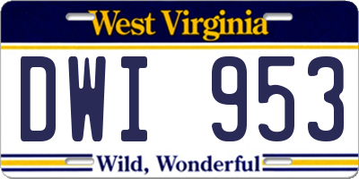 WV license plate DWI953