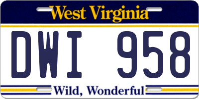 WV license plate DWI958