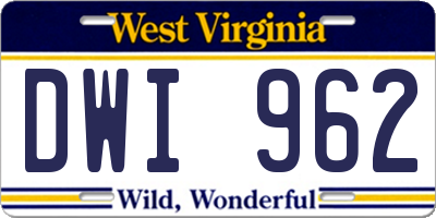 WV license plate DWI962