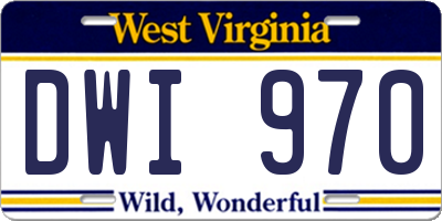 WV license plate DWI970