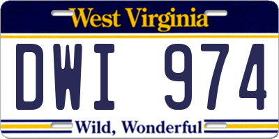 WV license plate DWI974