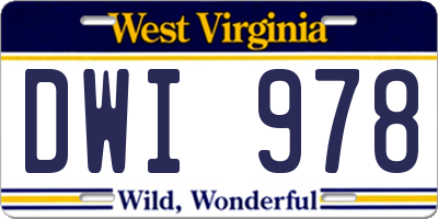 WV license plate DWI978