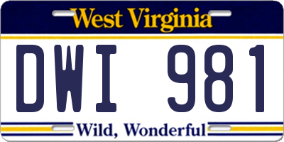 WV license plate DWI981