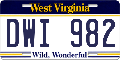 WV license plate DWI982
