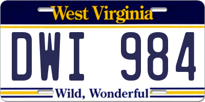 WV license plate DWI984
