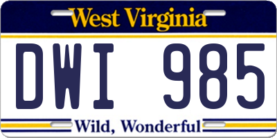 WV license plate DWI985