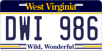 WV license plate DWI986