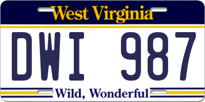 WV license plate DWI987