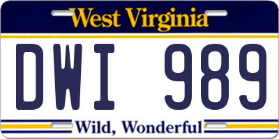 WV license plate DWI989