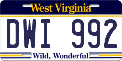 WV license plate DWI992