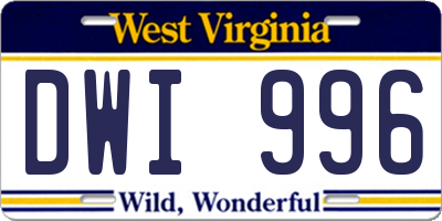 WV license plate DWI996