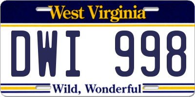 WV license plate DWI998