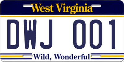 WV license plate DWJ001
