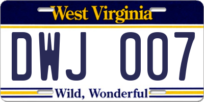 WV license plate DWJ007