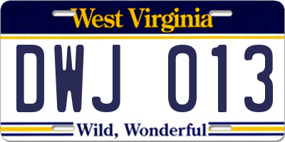 WV license plate DWJ013